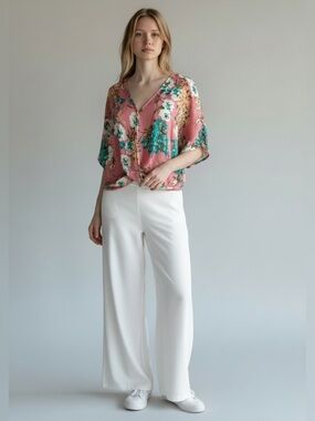 Umgee Pink Floral Print Blouse